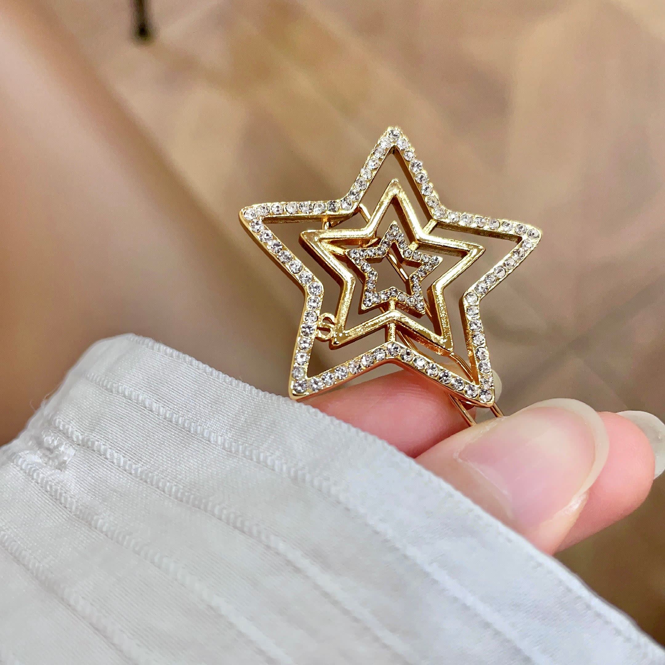 Dior Gold Star Hair Clip with Rhinestones